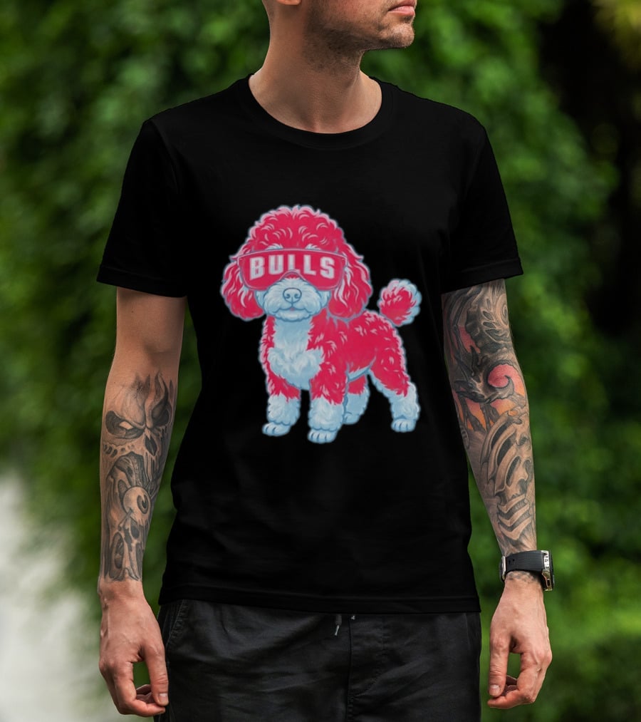 Chicago Bulls Poodle Cartoon Glasses T-Shirt