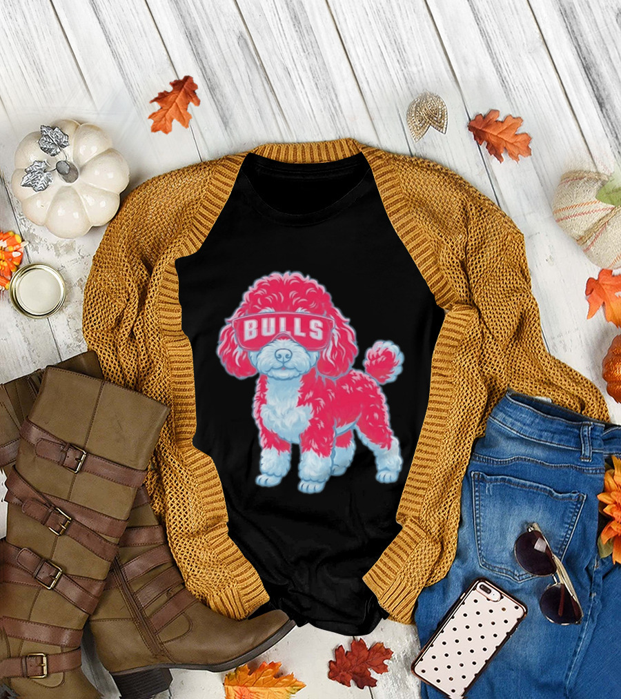 Chicago Bulls Poodle Cartoon Glasses T-Shirt