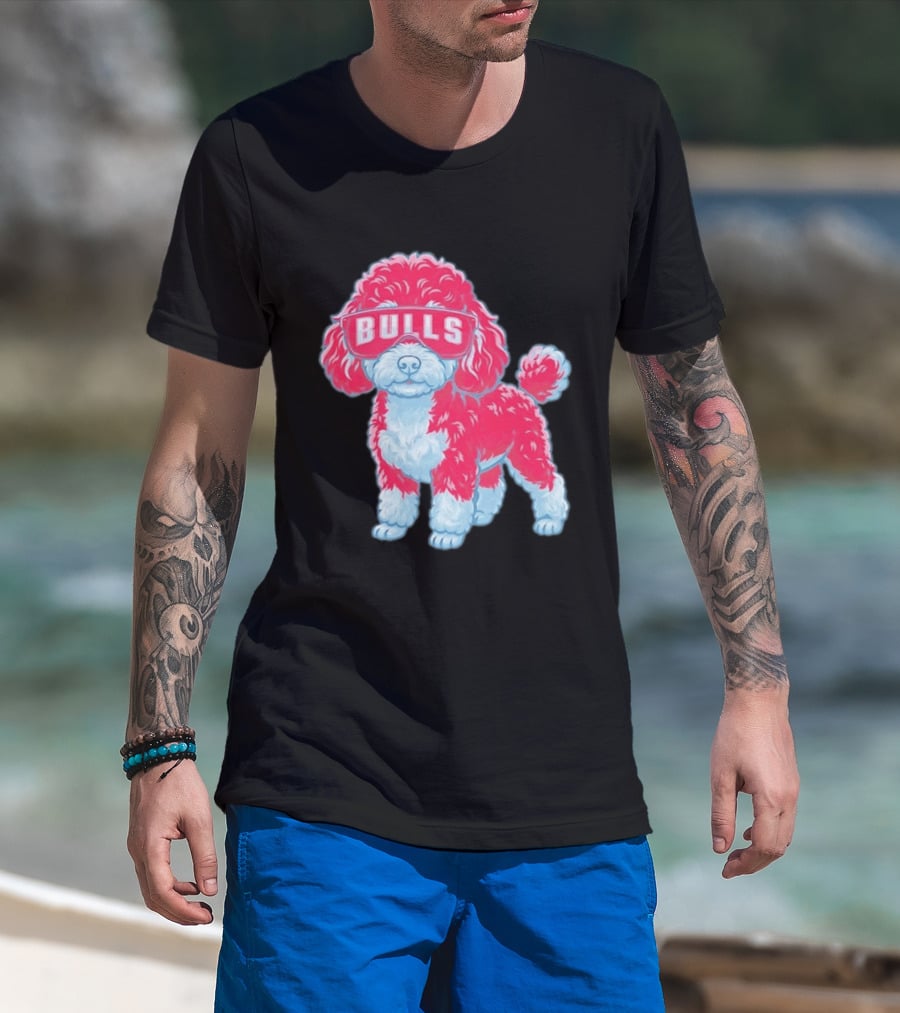 Chicago Bulls Poodle Cartoon Glasses T-Shirt