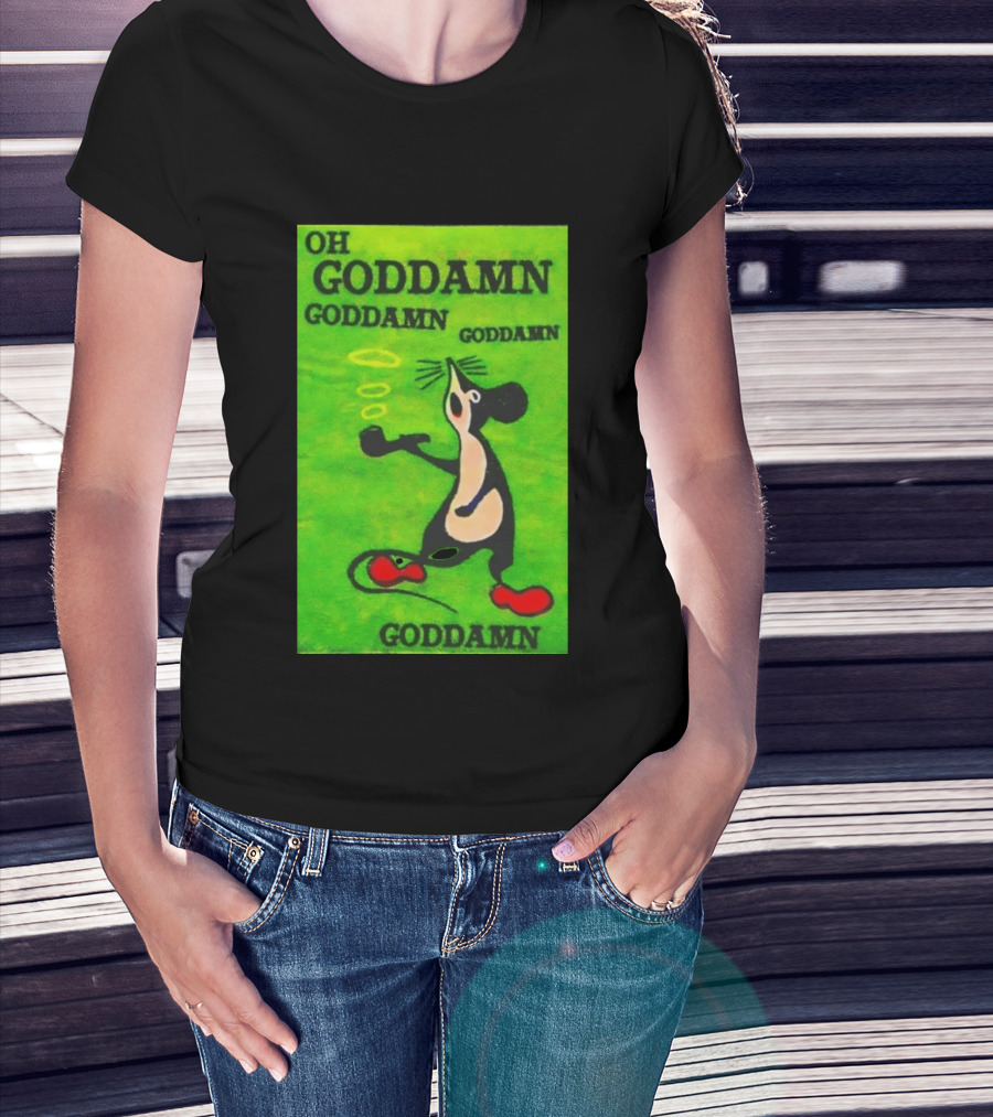 Oh Goddamn Mouse Smoking Pipe Humorous Phrase T-Shirt