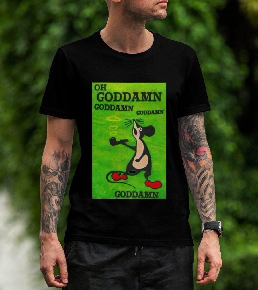 Oh Goddamn Mouse Smoking Pipe Humorous Phrase T-Shirt