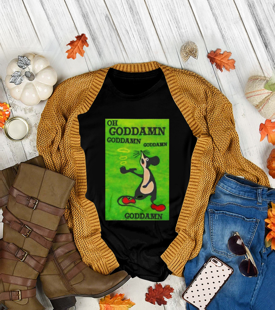 Oh Goddamn Mouse Smoking Pipe Humorous Phrase T-Shirt