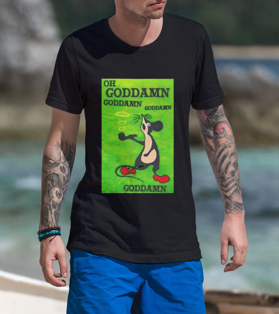 Oh Goddamn Mouse Smoking Pipe Humorous Phrase T-Shirt