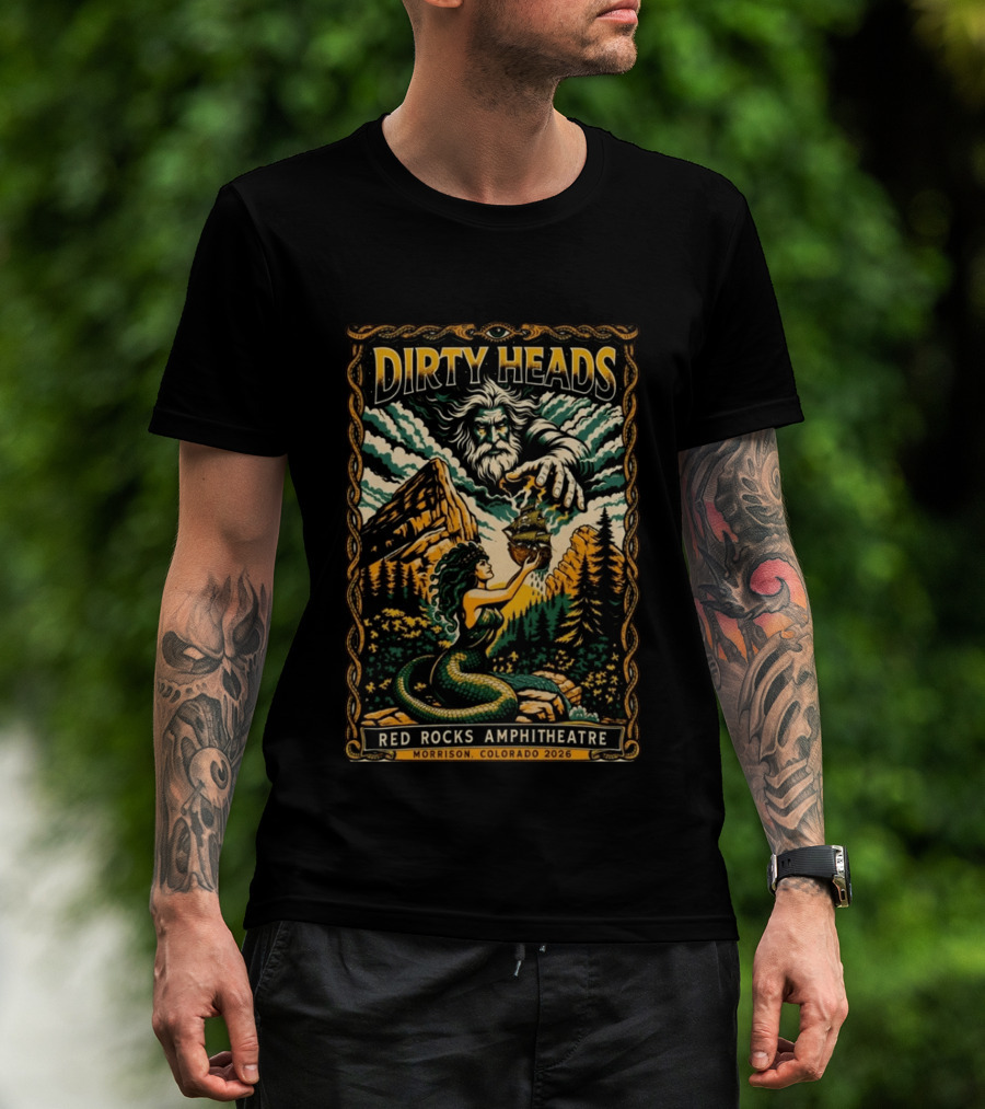 Dirty Heads Red Rocks Amphitheatre Morrison Colorado 2026 Mythical Mermaid And Mountains T-Shirt
