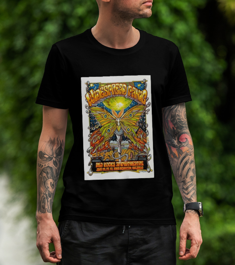 Widespread Panic June 26 28 2026 Red Rocks Amphitheatre Morrison Colorado Moth And Cosmic Sky T-Shirt
