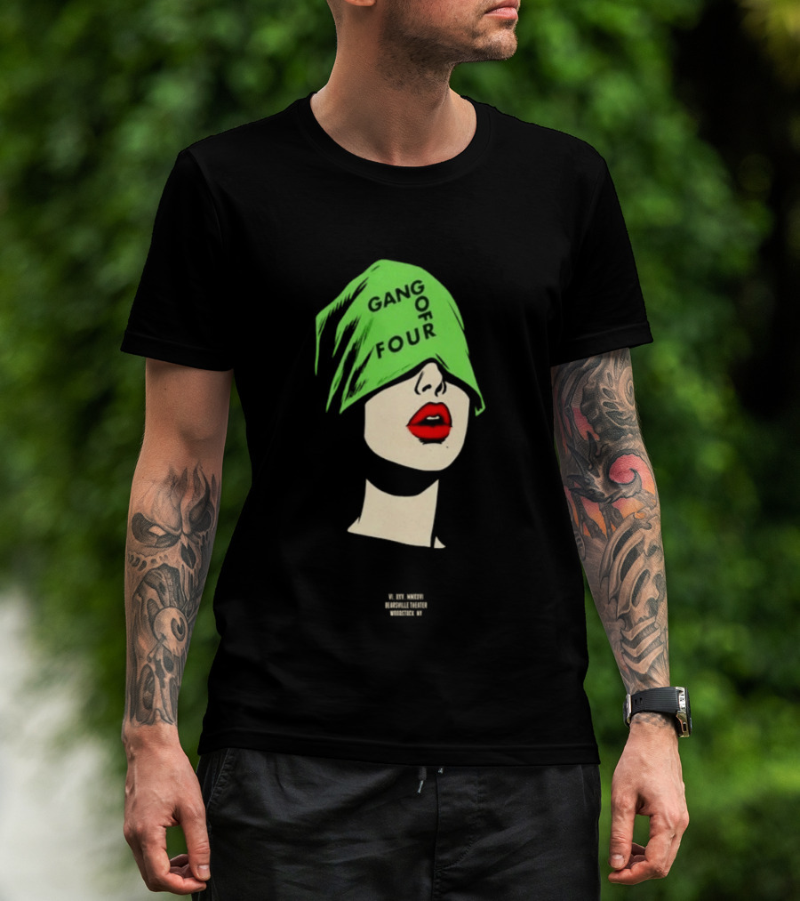Gang Of Four June 25 2026 Woodstock NY With Green Hat And Red Lips T-Shirt