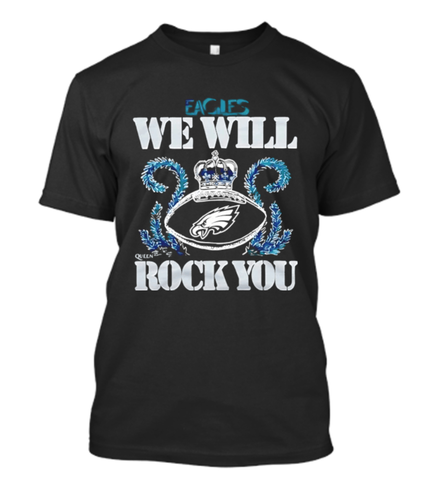 Philadelphia Eagles We Will Rock You Crown And Football T-Shirt