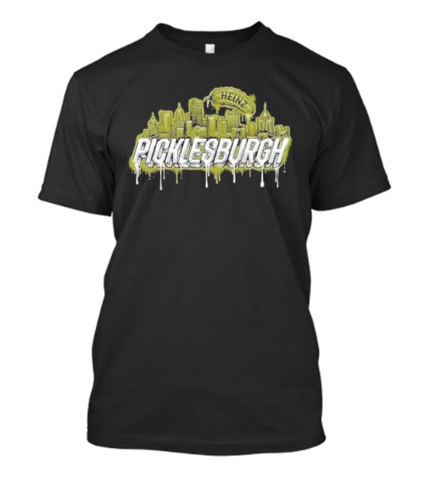 Picklesburgh Pittsburgh Skyline Graffiti With Pickle Balloon T-Shirt