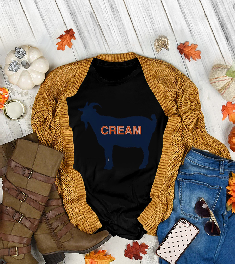 Greatest Of All Time CREAM Chicago Bears Goat T-Shirt