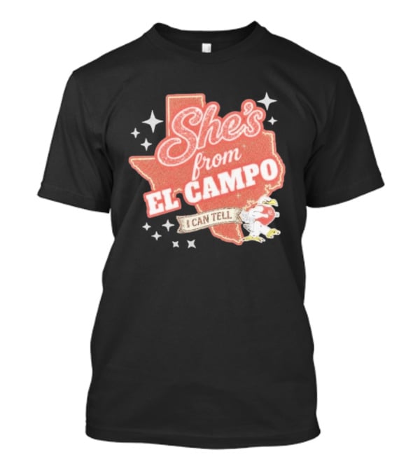 She's From El Campo I Can Tell Texas Outline Football T-Shirt