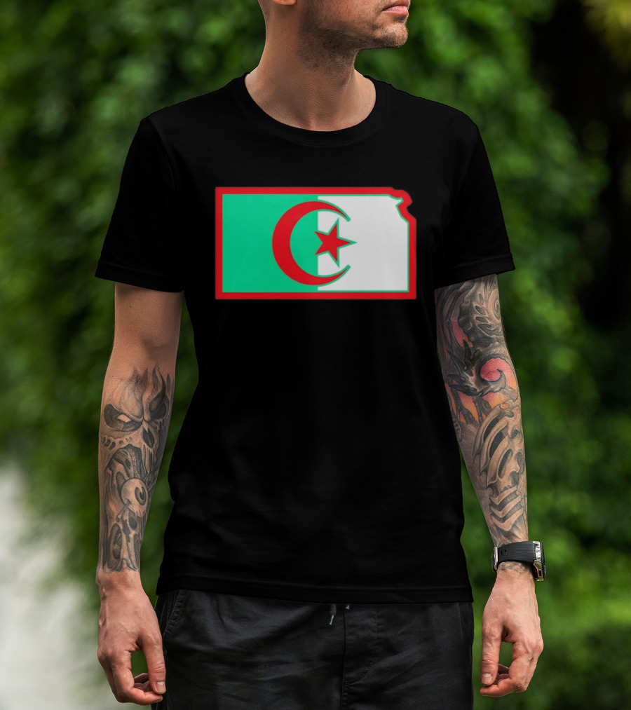Lawrence Kansas Algeria Flag Map T-Shirt