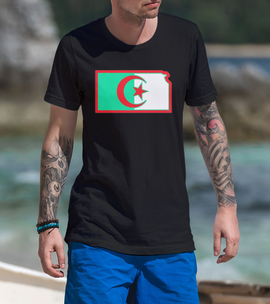 Lawrence Kansas Algeria Flag Map T-Shirt
