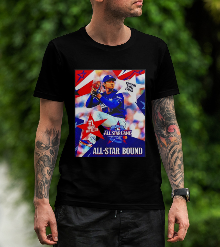 All Star Game Philadelphia 2026 Shohei Ohtani Los Angeles Dodgers All Star Bound Thank You Fans #1 Overall Vote Getter T-Shirt