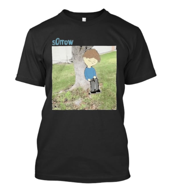 Sorrow Unhappy Sad Boy Leaning Against Tree T-Shirt
