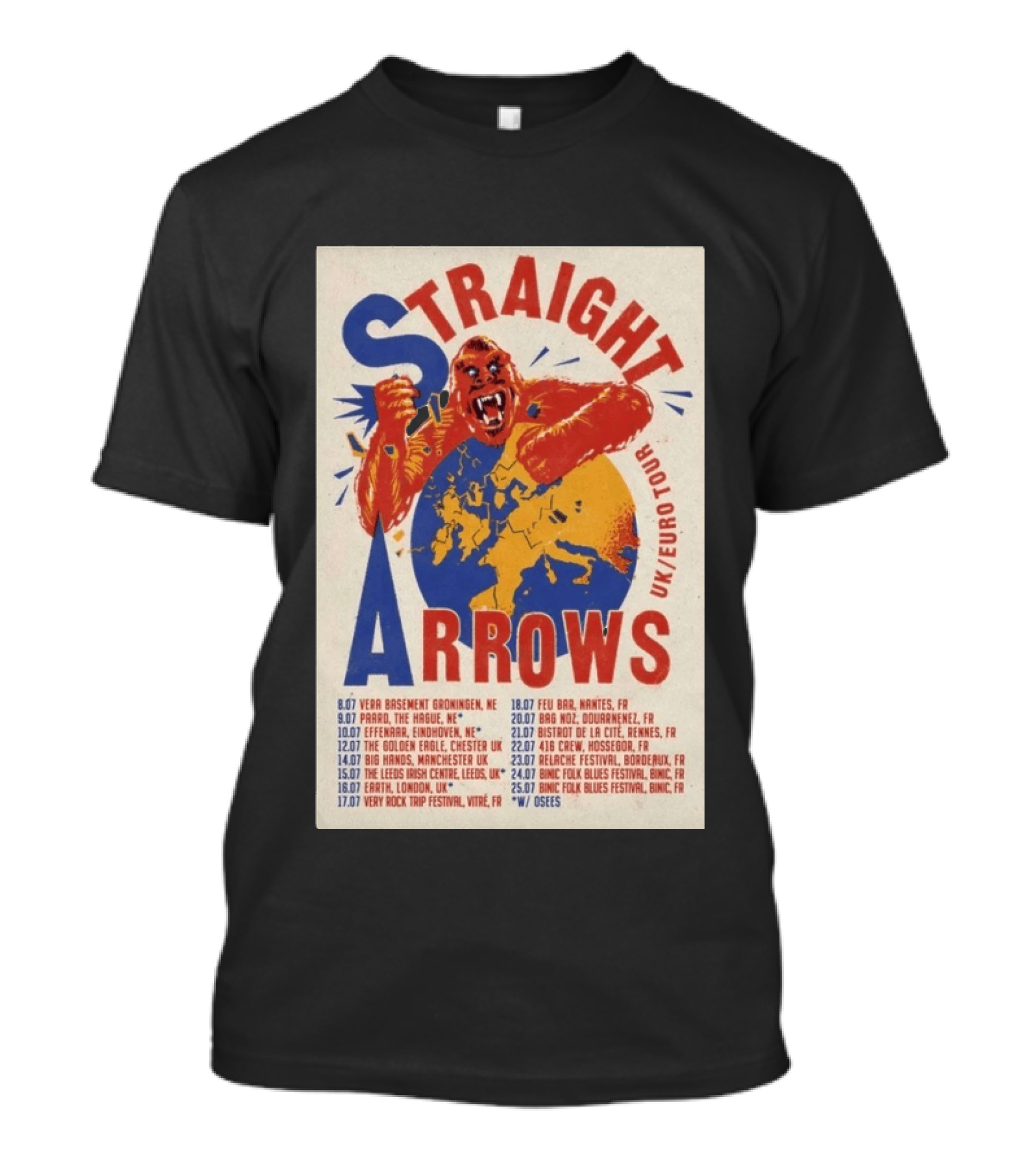 Straight Arrows Euro Uk Tour Live Dates 2026 T-Shirt
