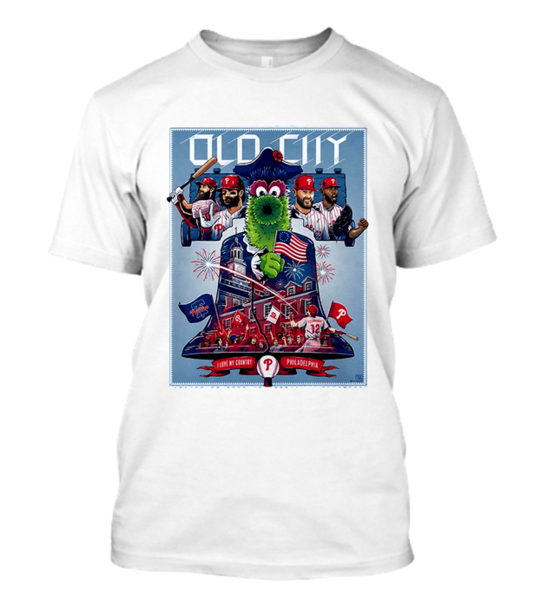 Bryce Harper Kyle Schwarber Philadelphia Phillies The Phanatic I Love My Country Old City MLB All Star Game 2026 T-Shirt