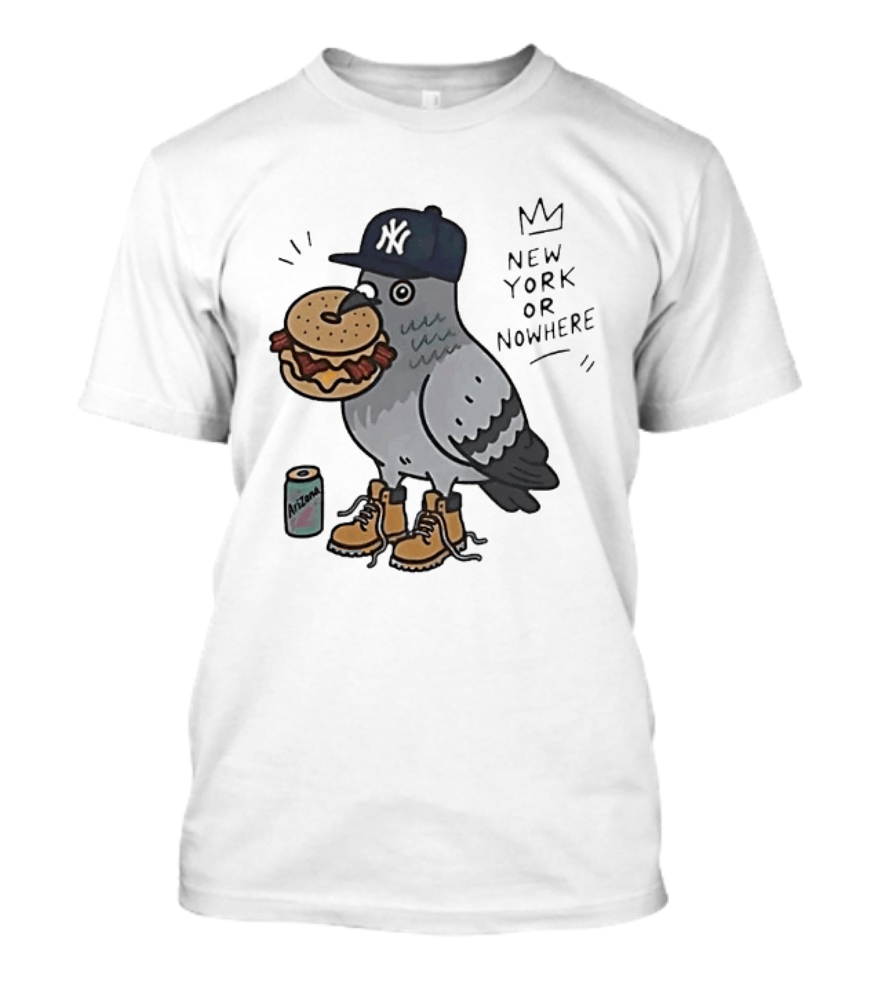 New York Or Nowhere Pigeon Bagel Timberlands Arizona Iced Tea T-Shirt