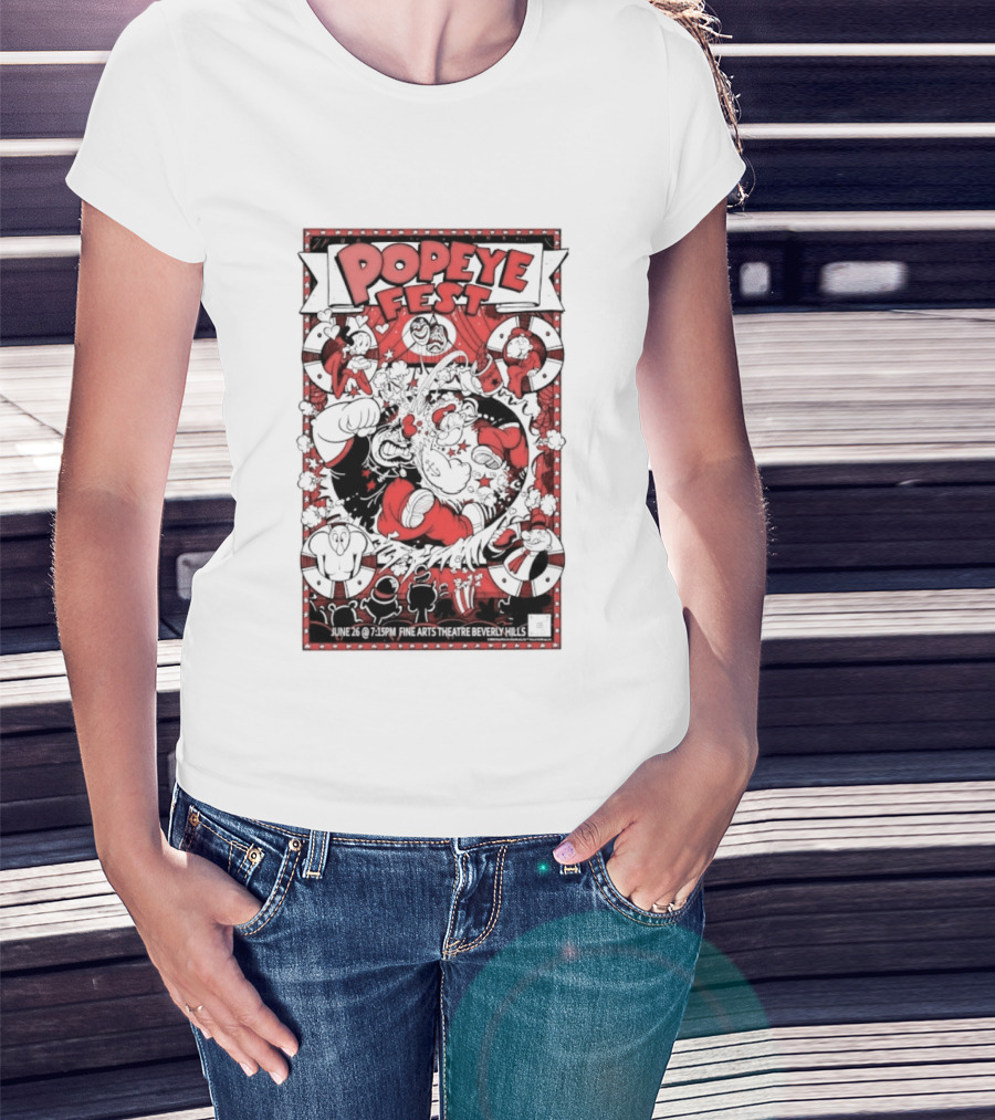Popeye Fest Fine Arts Theatre Beverly Hills Comic Character Event T-Shirt