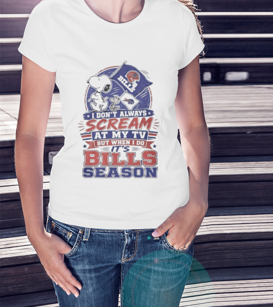Snoopy X Buffalo Bills I Don't Always Scream At My Tv But When I Do It's Bills Season T-Shirt