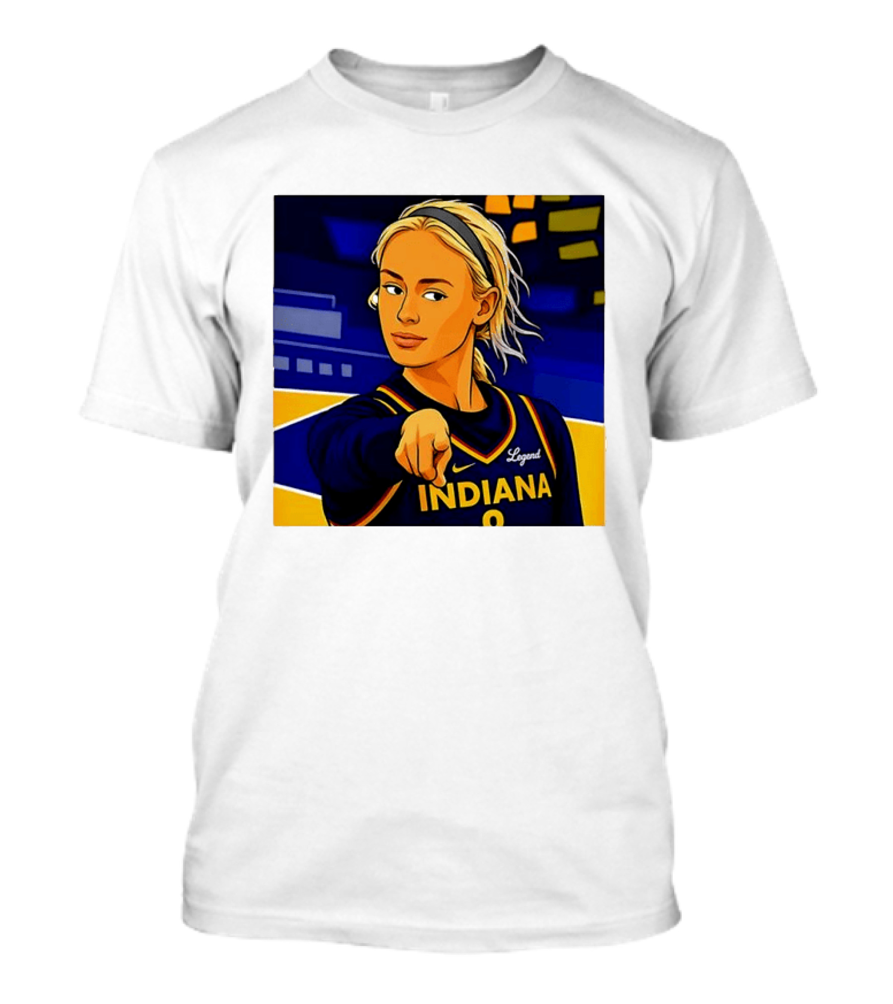 Indiana Basketball Legend Blonde Pointing Cartoon T-Shirt