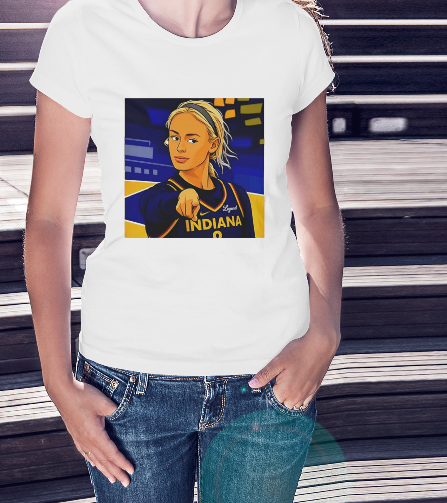 Indiana Basketball Legend Blonde Pointing Cartoon T-Shirt
