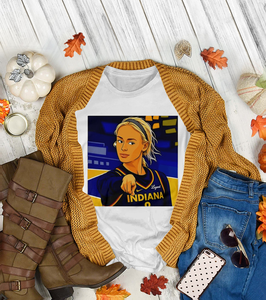 Indiana Basketball Legend Blonde Pointing Cartoon T-Shirt