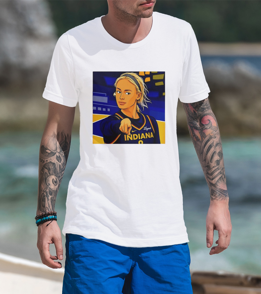 Indiana Basketball Legend Blonde Pointing Cartoon T-Shirt