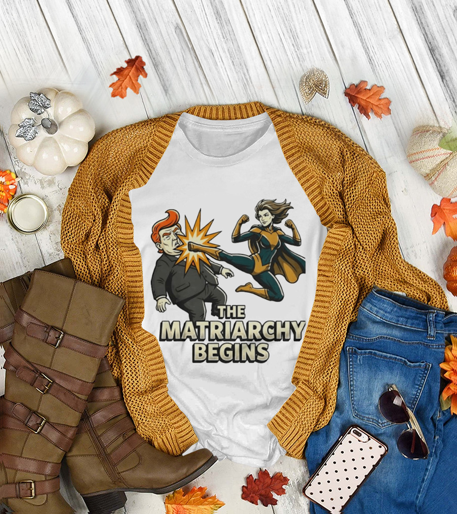 The Matriarchy Begins Superhero Kicking Political Figure in Suit T-Shirt