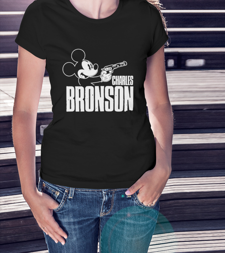 Charles Bronson Mickey Mouse Holding Gun T-Shirt