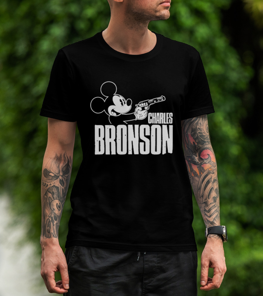 Charles Bronson Mickey Mouse Holding Gun T-Shirt