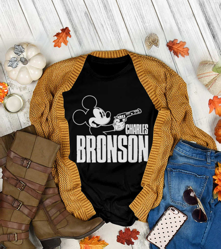 Charles Bronson Mickey Mouse Holding Gun T-Shirt