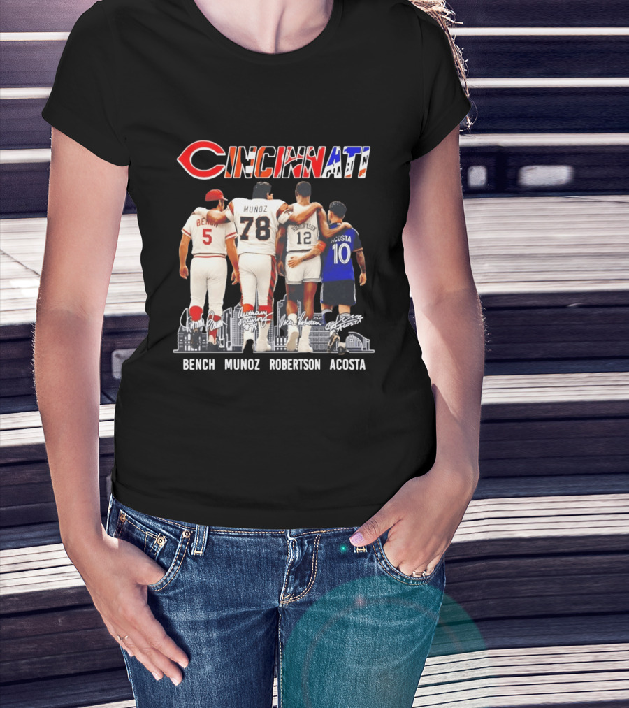 Cincinnati Icons Bench Munoz Robertson Acosta Sports Legends T-Shirt