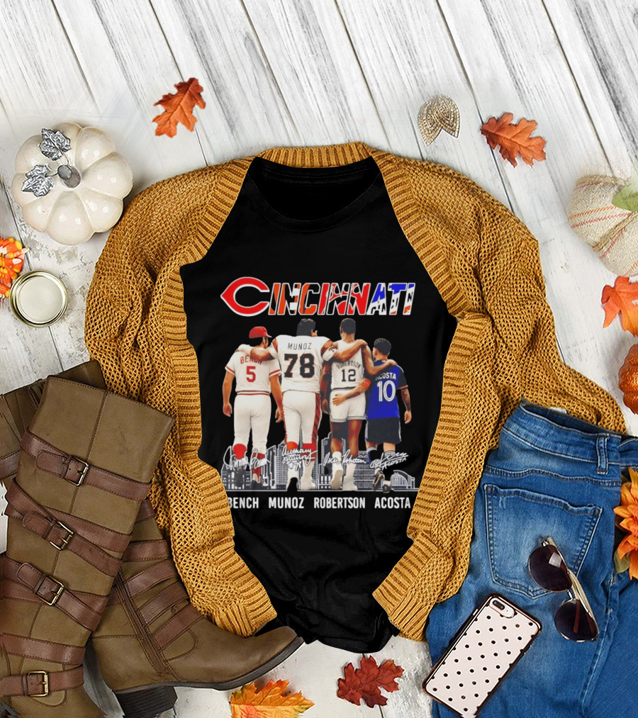 Cincinnati Icons Bench Munoz Robertson Acosta Sports Legends T-Shirt