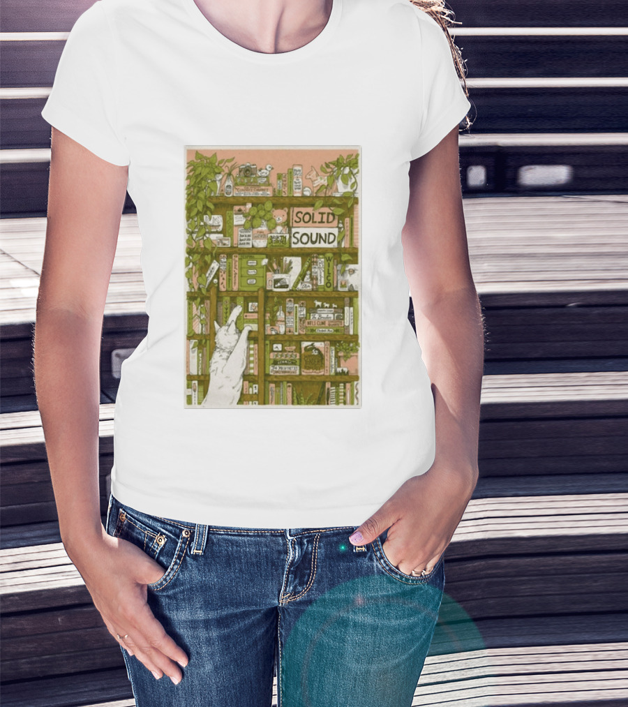 Wilco Solid Sound Festival June 26 28 2026 North Adams MA With Cat And Bookshelves T-Shirt