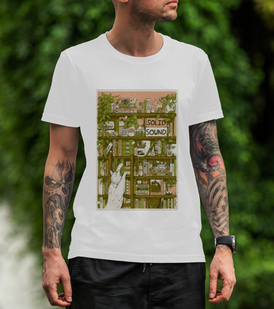 Wilco Solid Sound Festival June 26 28 2026 North Adams MA With Cat And Bookshelves T-Shirt