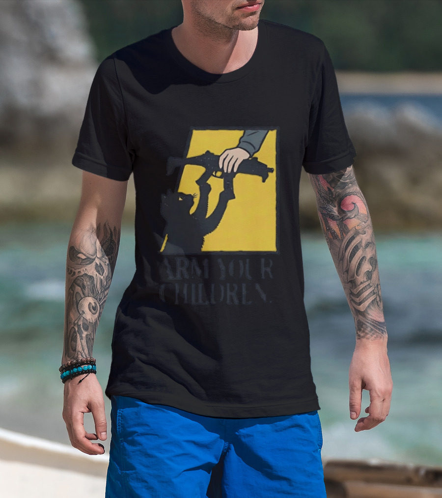 Arm Your Children Black Cat Gun T-Shirt