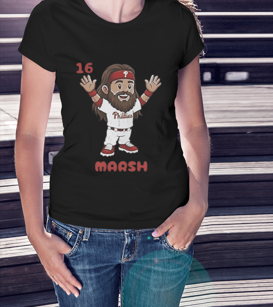 Philadelphia Phillies Brandon Marsh 16 Cartoon MLB 2026 T-Shirt
