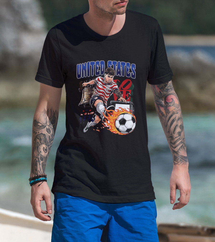 Christian Pulisic United States Soccer Fireball Liberty Bell Established 1776 T-Shirt