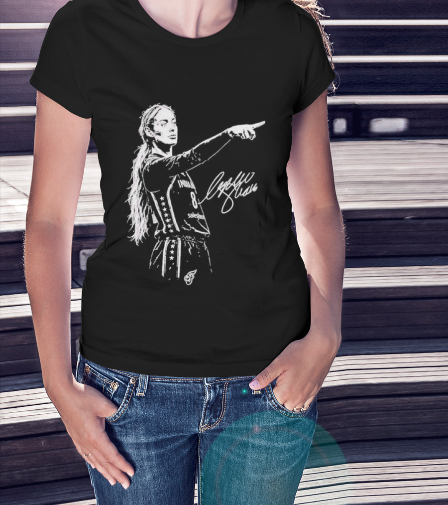 Sophie Cunningham Indiana Fever Pointing Sketch Signature T-Shirt