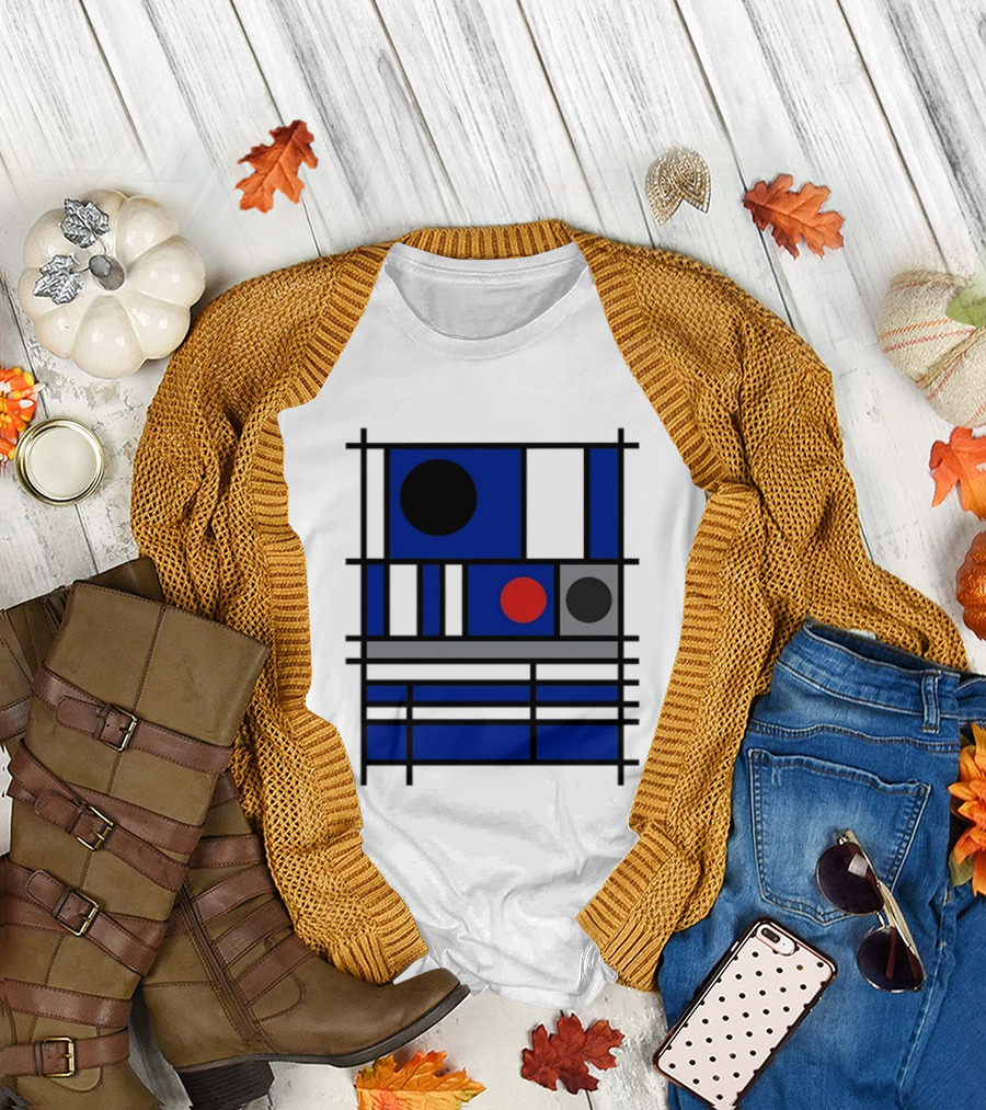Geometric Shapes Blue Black Red Circles Squares Lines T-Shirt