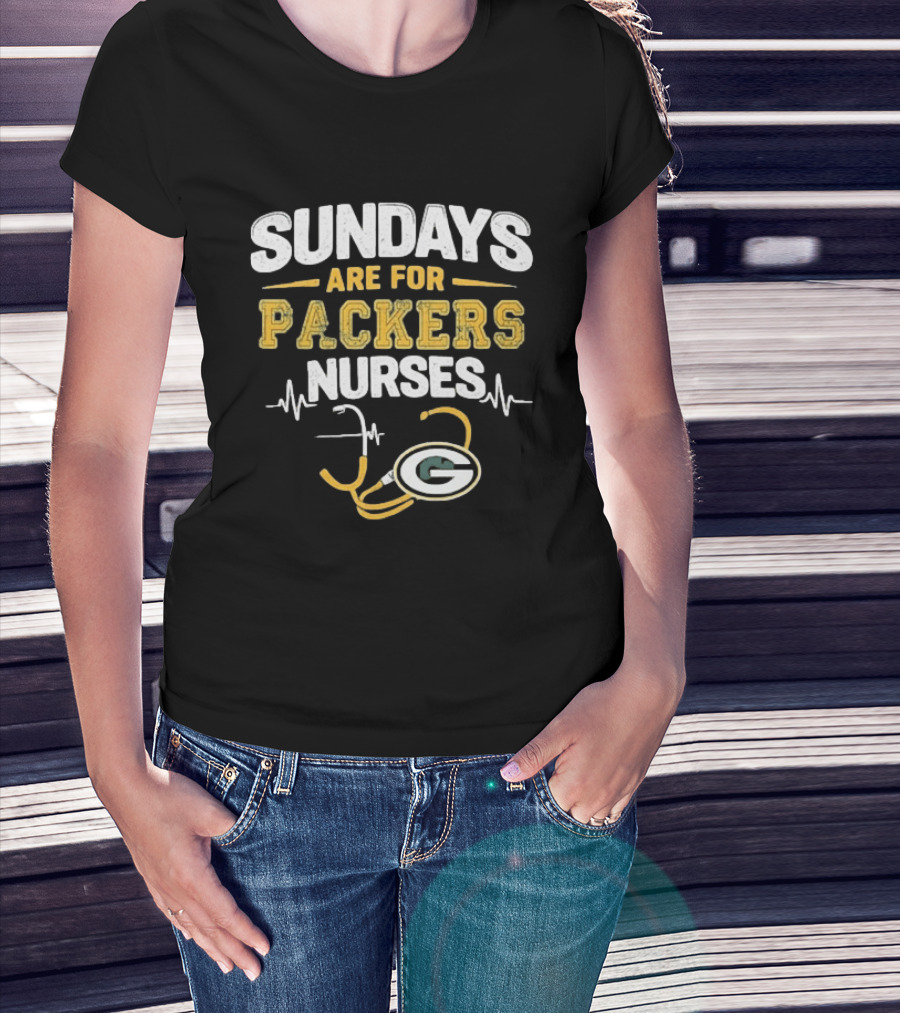 Sundays Are For Packers Nurses Stethoscope Green Bay Football T-Shirt