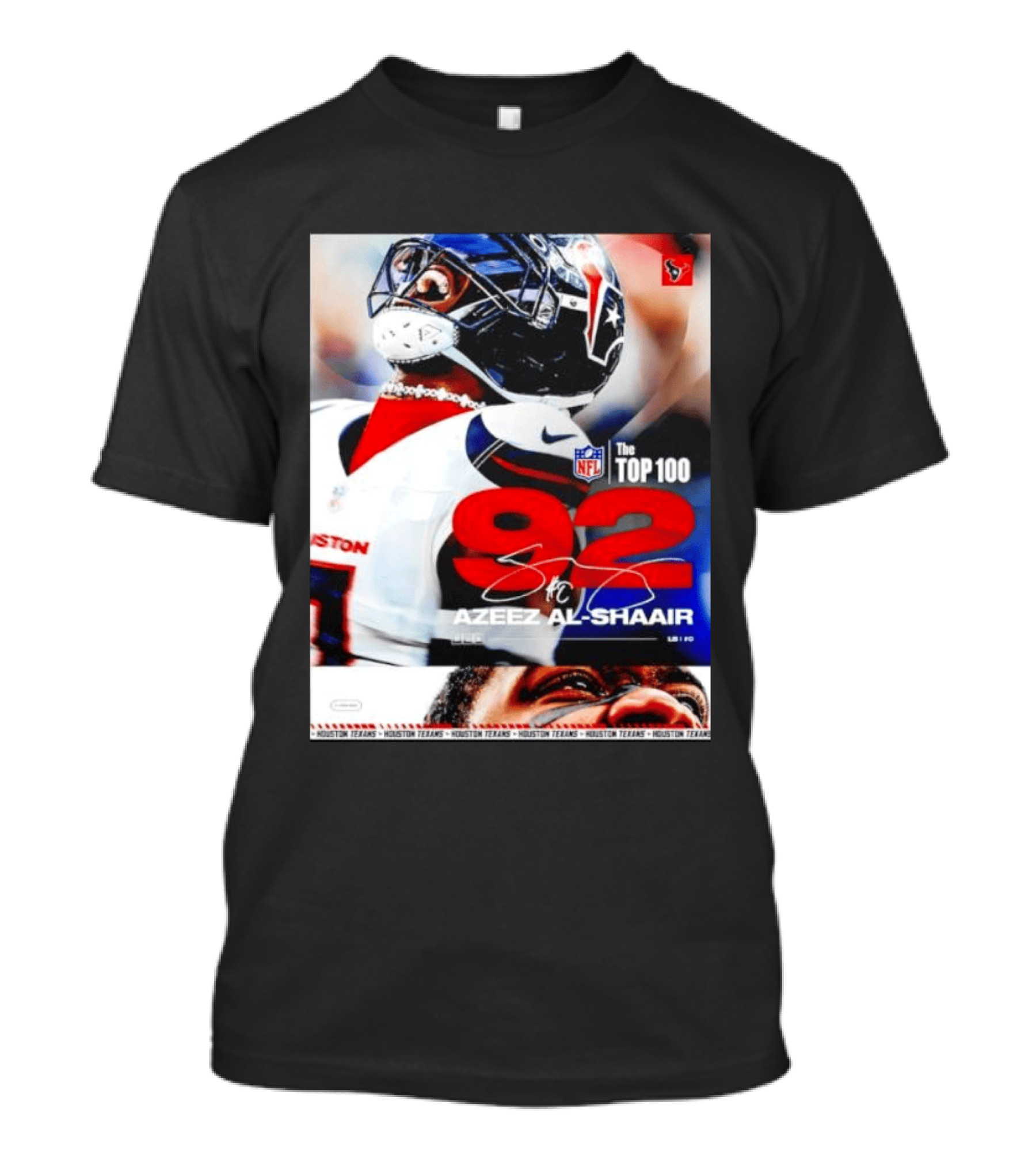 Houston Texans Azeez Al Shaair 92 NFL Top 100 Linebacker T-Shirt