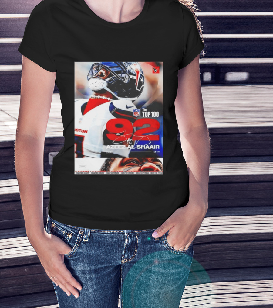 Houston Texans Azeez Al Shaair 92 NFL Top 100 Linebacker T-Shirt