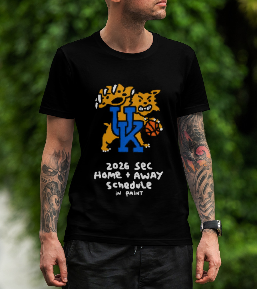 University Of Kentucky 2026 SEC Home Away Schedule Wildcat Paint T-Shirt