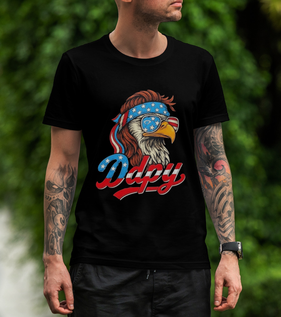 Patriotic Mullet Eagle USA Flag Bandana Ddpy Sunglasses T-Shirt
