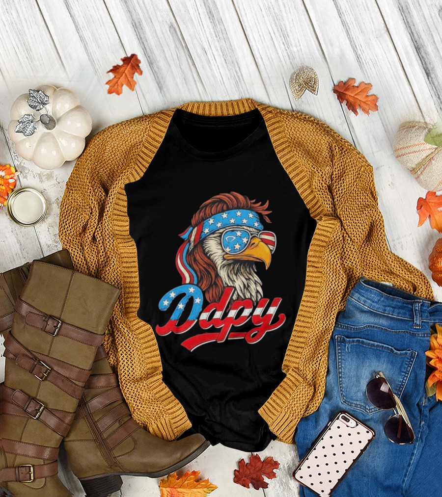 Patriotic Mullet Eagle USA Flag Bandana Ddpy Sunglasses T-Shirt