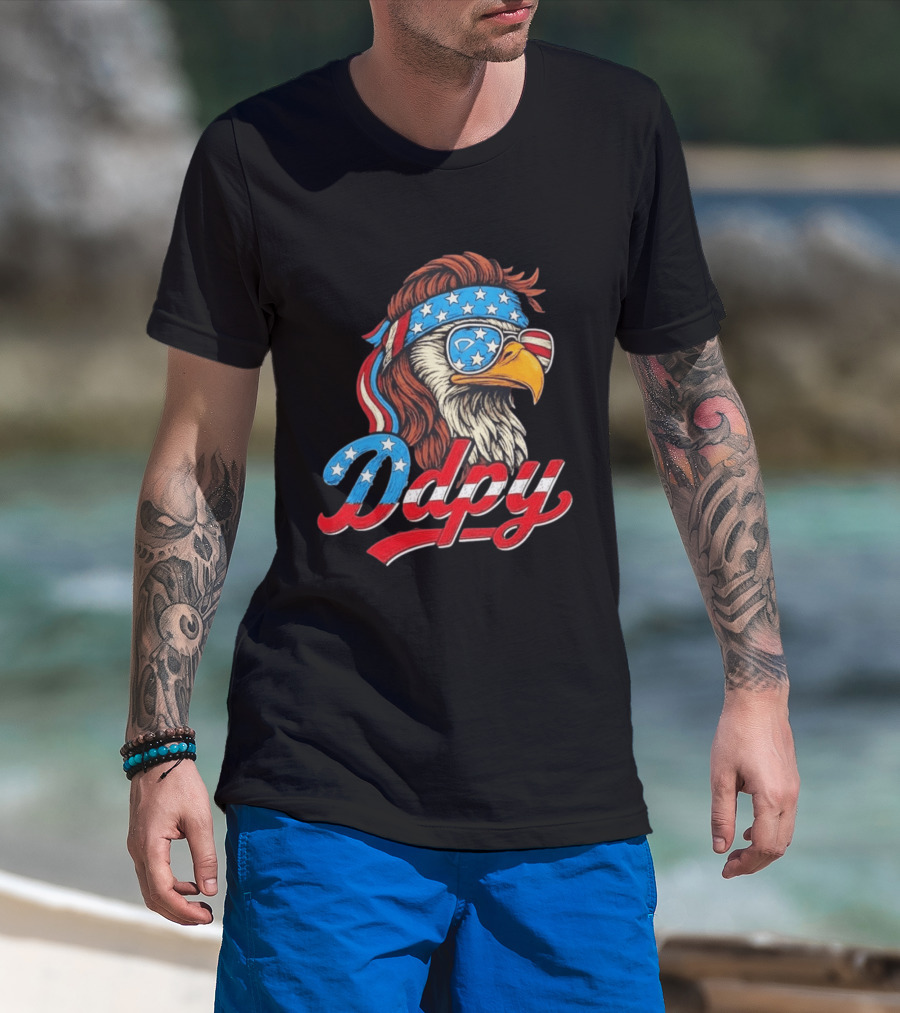 Patriotic Mullet Eagle USA Flag Bandana Ddpy Sunglasses T-Shirt