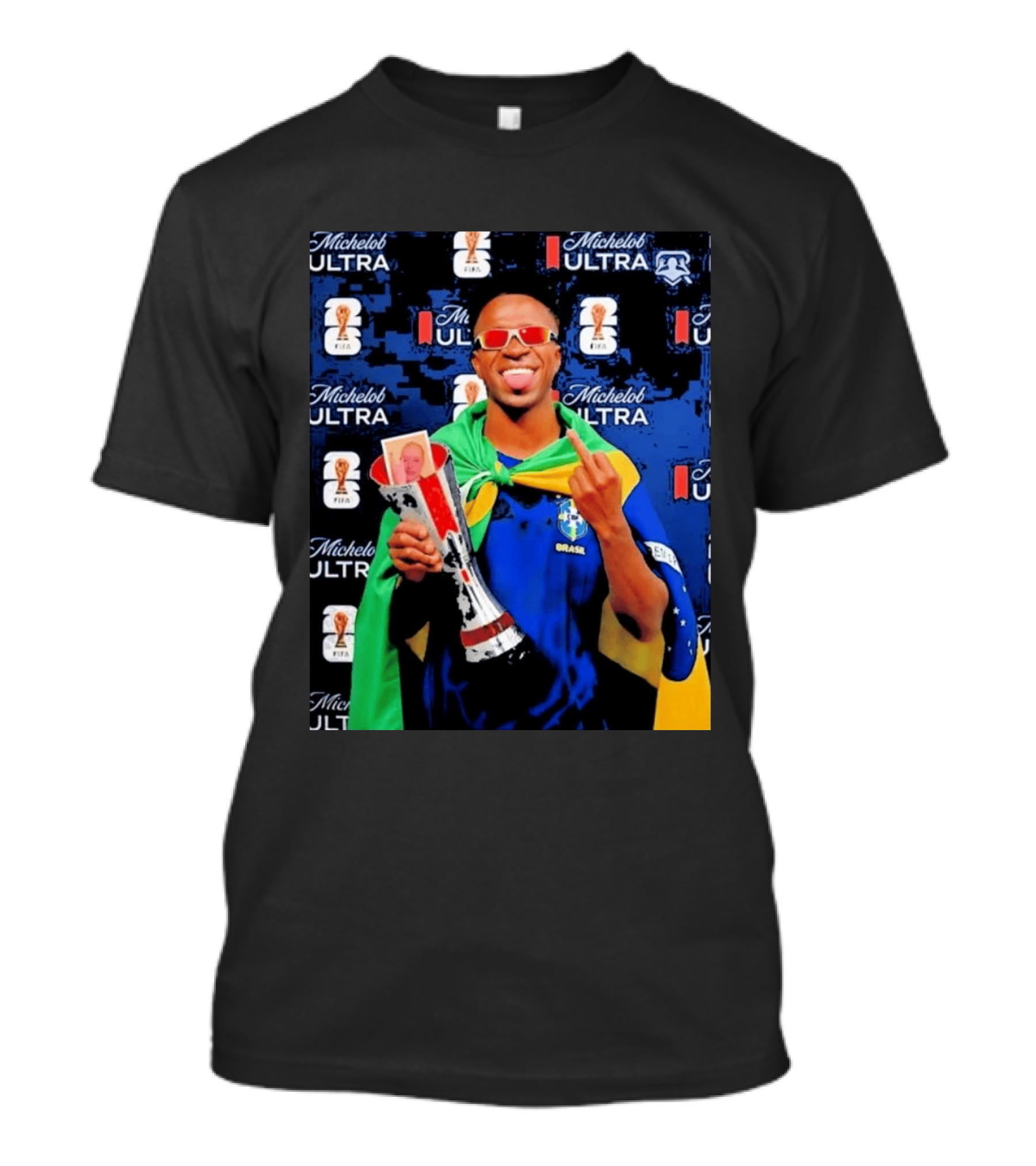 Vinicius Jr FIFA Trophy Celebration Brazil Flag Michelob Ultra T-Shirt