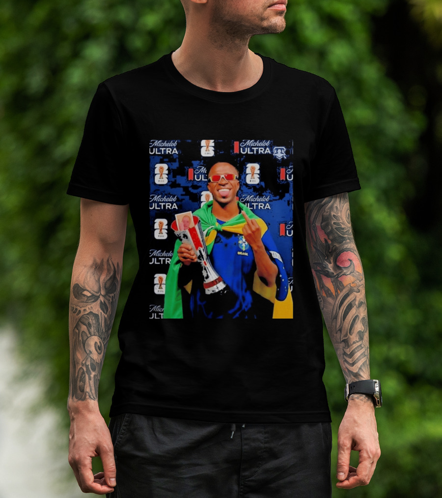 Vinicius Jr FIFA Trophy Celebration Brazil Flag Michelob Ultra T-Shirt