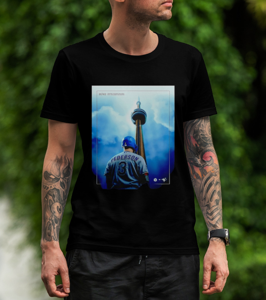 Pederson Toronto Blue Jays Vs Texas Rangers Game 1 CN Tower 81/162 T-Shirt